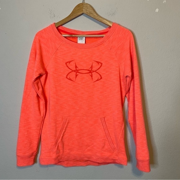 Under Armor Bright Orange Long Sleeve Sweatshirt Size Small - Picture 1 of 6